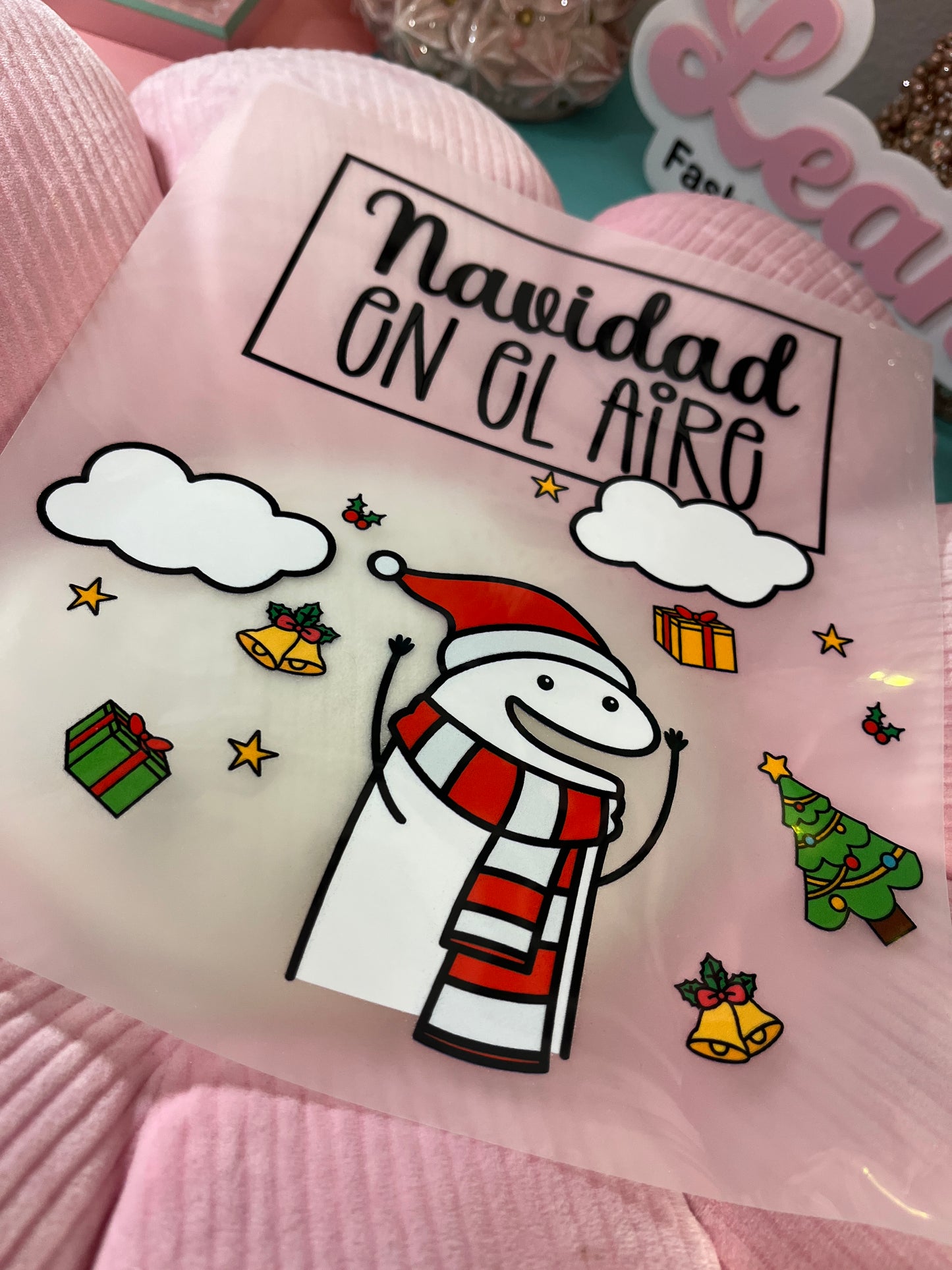 Flork navidad en el aire DTF print