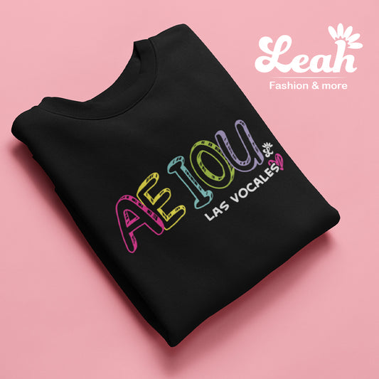 AEIOU Las Vocales T-Shirt Negra