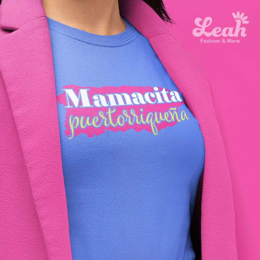 Mamacita puertorriqueña T-Shirt Azul pastel